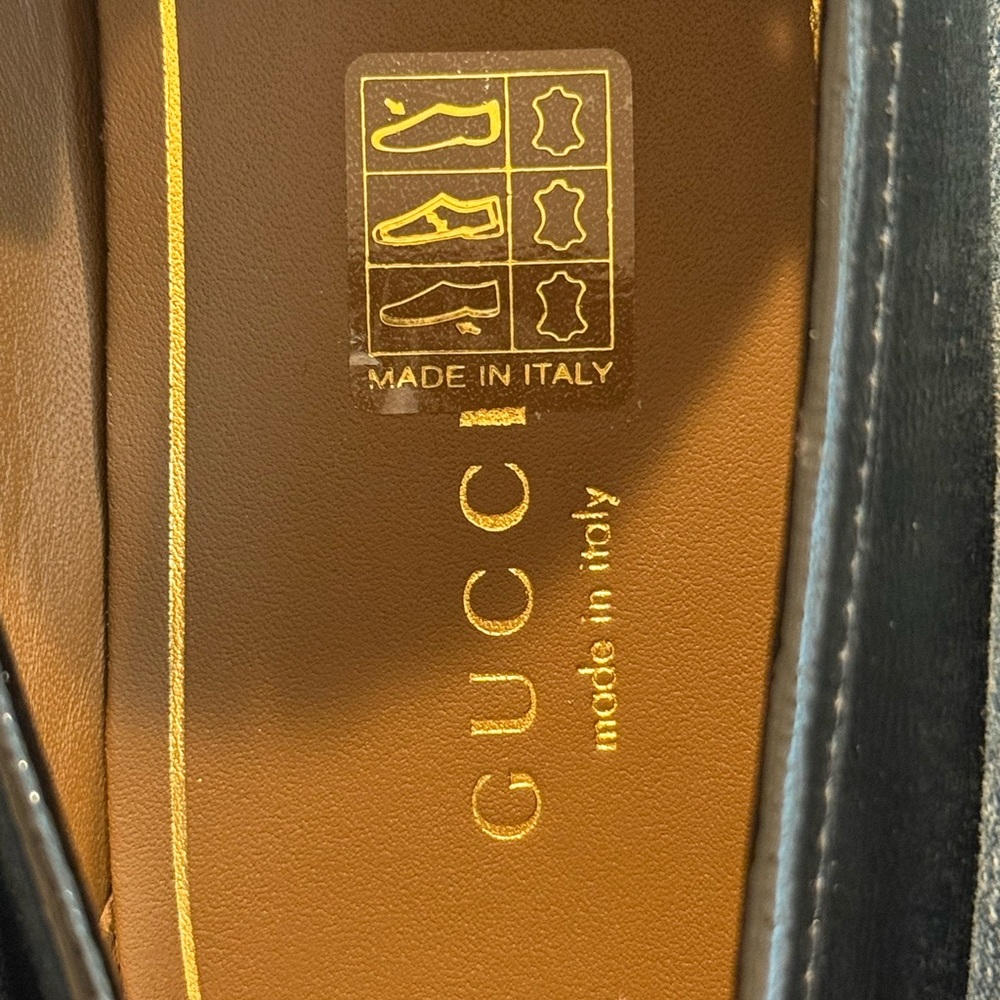 GUCCI black patent kiltie gold horsebit flat loafer 38 Made in Italy NEW - Picture 6 of 6